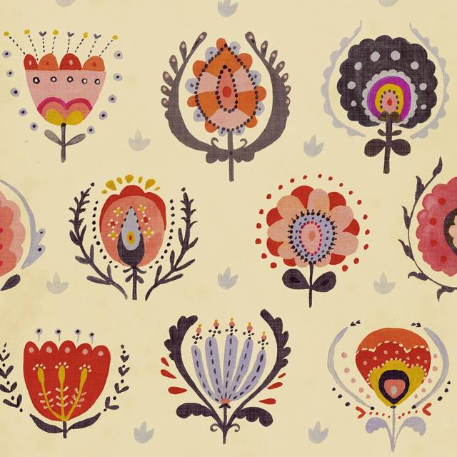 Textile Flowers I by Victoria Borges - Wrapped Canvas Painting (30cm H x 30cm W)