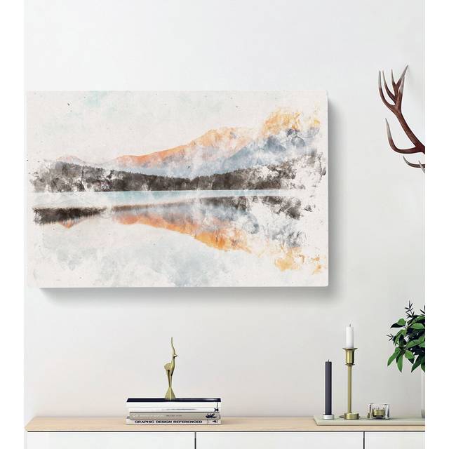 Mountain Reflection in Italy - Wrapped Canvas Graphic Art Print (40cm H x 60cm W x 3cm D)