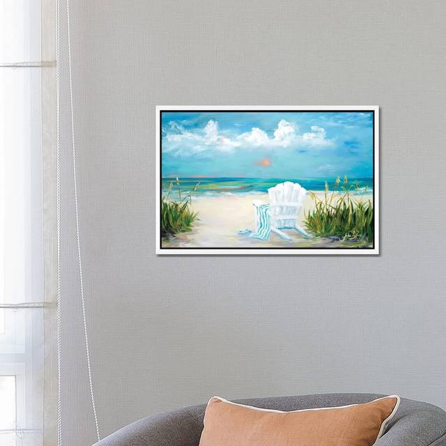 Beach Scene II by Julie Derice - Graphic Art Print on Canvas - White Framed Canvas (101.6 cm H x 66.04 cm W)