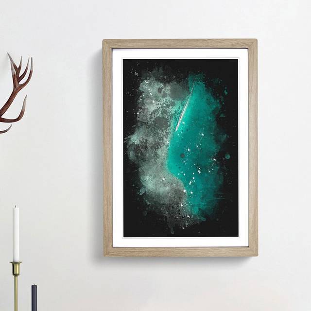 Boat in the Maldives - Picture Frame Graphic Art Print - Oak Framed (33cm H x 24cm W x 2cm D)