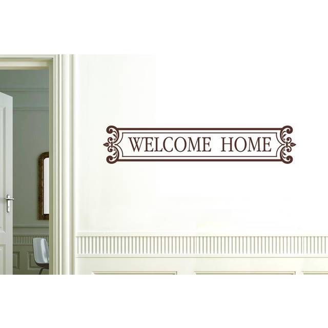 Welcome Home Framed Sign Wall Sticker - Brown (Medium)