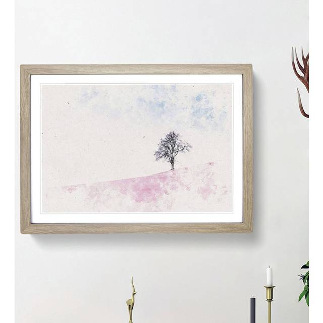 The Tree Swing - Picture Frame Painting Print - Oak Framed (45cm H x 63cm W x 2cm D)