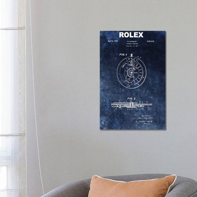 Rolex Calendar Time Piece, 1951- Blue by Dan Sproul - Wrapped Canvas Graphic Art (66.04cm H x 66.04cm W)
