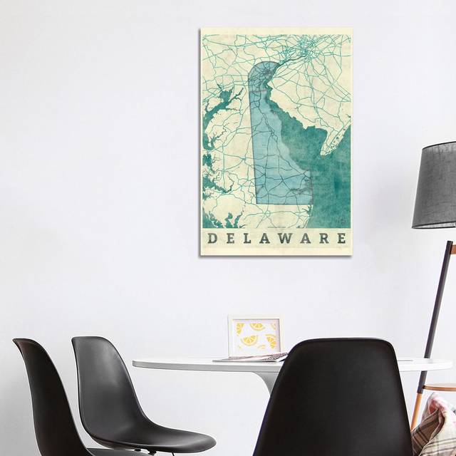 Delaware Map by Hubert Roguski - Wrapped Canvas Graphic Art (101.6 cm H x 66.04 cm W x 1.91 cm D)