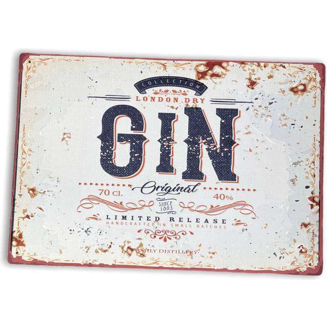 Kapiolani London Dry Gin Bar Tin Sign Metal Sign Plaque - Black;Brown;White (20cm H X 25cm W)