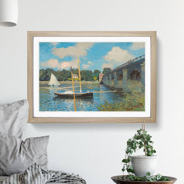 The Bridge at Argenteuil by Claude Monet - Picture Frame Painting - Oak Framed (36cm H x 48cm W x 2cm D)