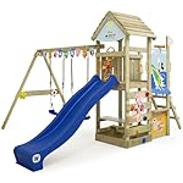 Wooden climbing frame Disney Adventure, swing set and slide, Garden playhouse with sandpit, climbing ladder & play-accessories - Mickey & Friends