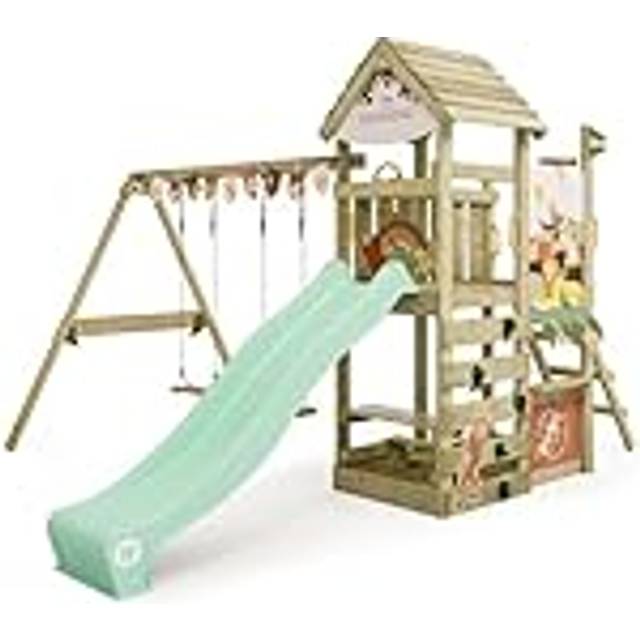 Wickey - Wooden climbing frame Disney Adventure, swing set and slide, Garden playhouse with sandpit, climbing ladder & play-accessories - Lion King