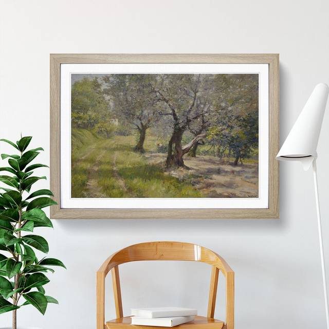 The Olive Grove by William Merritt Chase - Picture Frame Painting - Oak Framed (27cm H x 36cm W x 2cm D)