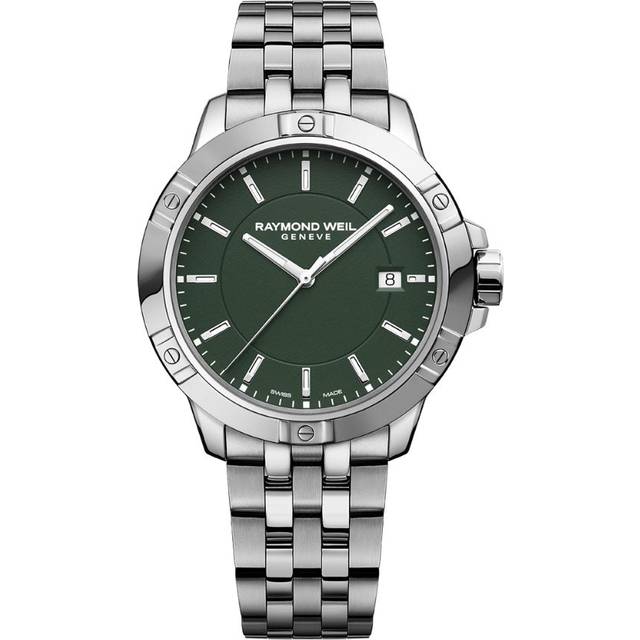 Raymond Weil Men's Tango 41 Date Bracelet Strap Watch, Silver/Green