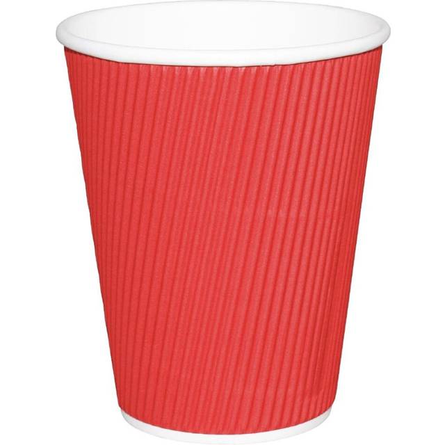 Fiesta Recyclable Coffee Cups Ripple Wall Red 340ml/12oz (Pack of 500)