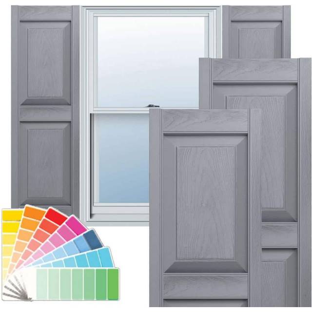Ekena Millwork Lifetime Vinyl LP2S12X03100PG Standard Two Equal Panel Vinyls  Raised Panel Vinyl Shutters  w/Installation Shutter-Lok's & Matching Scr