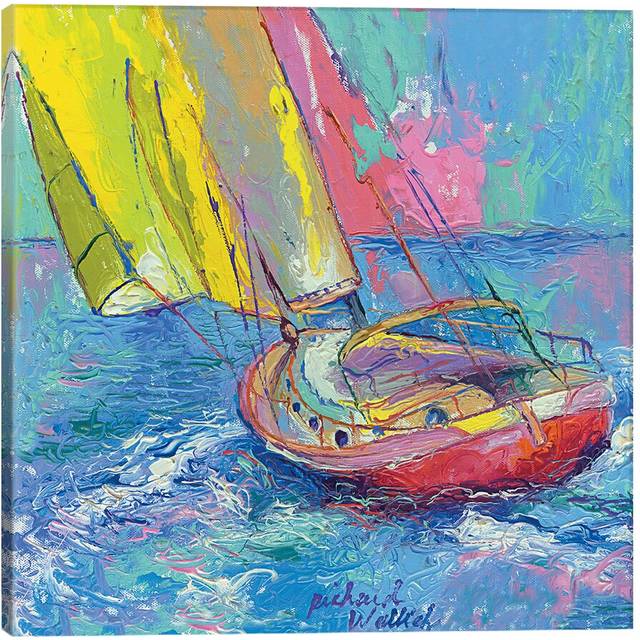 'Sailboat' Painting on Wrapped Canvas (66.04 cm H x 66.04 cm W x 1.91 cm D)