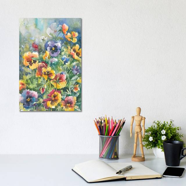 Picture Perfect Pansies by Annelein Beukenkamp - Wrapped Canvas Painting (20.32 cm H x 30.48 cm W)