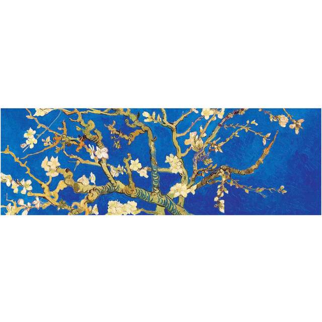 'Almond Blossom on Royal Blue' by Vincent Van Gogh - Floater Frame Panoramic Painting Print on Canvas - Wrapped Canvas (152.4 cm H x 50.8 cm W x 3.175 cm D)