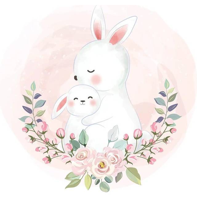 Hares for the Nursery - Wrapped Canvas Graphic Art (45.72cm H x 45.72cm W x 1.91cm D)