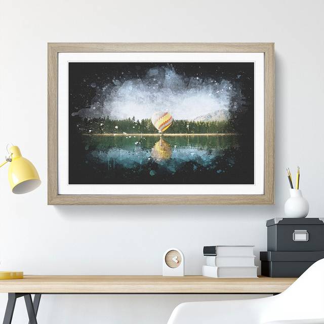 Hot Air Balloon Vol.1 - Picture Frame Graphic Art - Oak Framed (27cm H x 36cm W x 2cm D)
