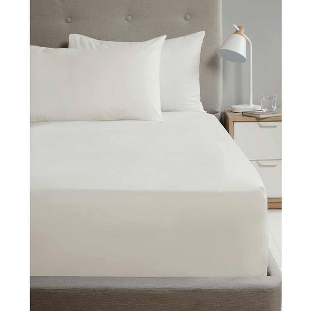 "(King, Cream) Rapport Home 16"" Deep Flat Sheet 180TC Percale"