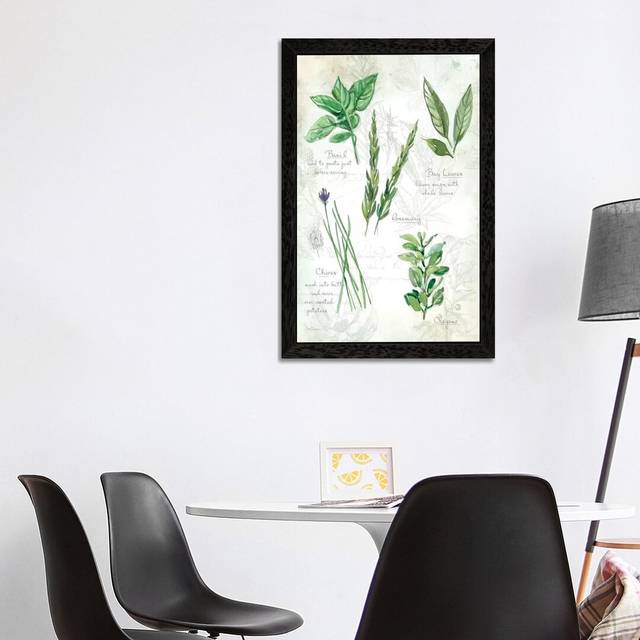 Fresh Herbs I by Carol Robinson - Painting Print on Canvas - Black Framed (66.04 cm H x 45.72 cm W)