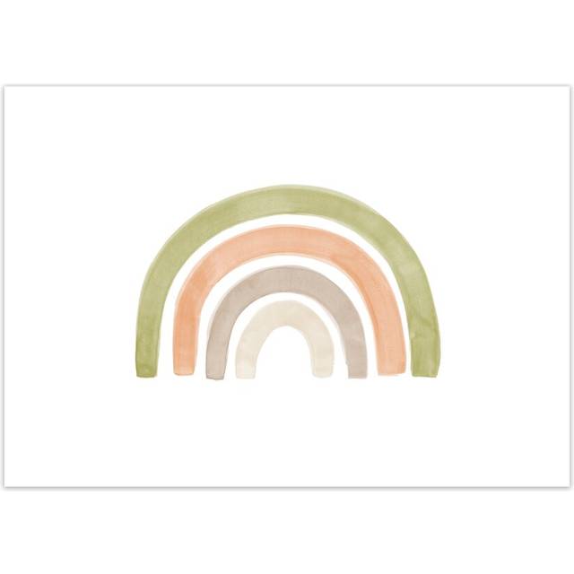 Watercolour Rainbow I - Green - Graphic Art Print on Paper - Wrapped Canvas (42cm H x 29.7cm W x 4cm D)