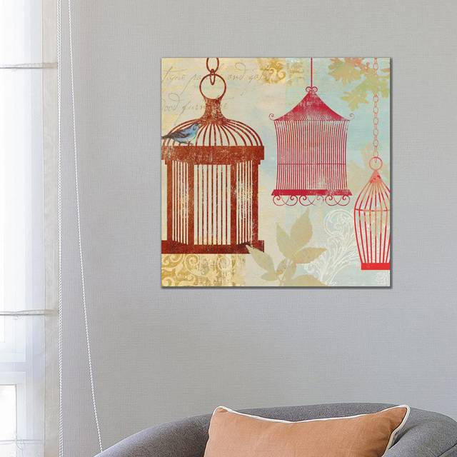 Bird on a Cage II by Aimee Wilson - Wrapped Canvas Graphic Art (66.04 cm H x 66.04 cm W x 3.175 cm D)