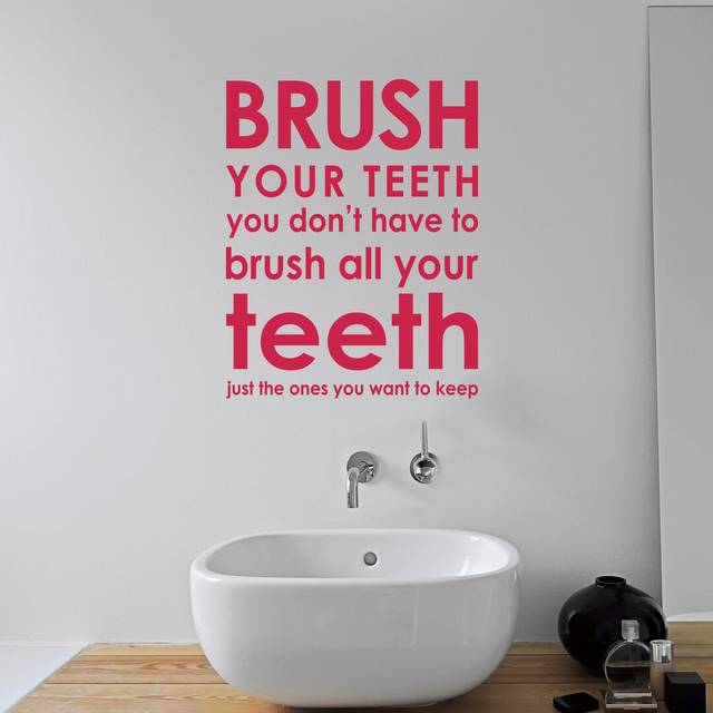 Brush Bathroom Rules Wall Sticker - Black (55cm H X 42cm W)