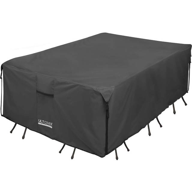 ULTCOVER 600D Tough Canvas Heavy Duty Rectangular Patio Table and Chair Cover - Waterproof Outdoor General Purpose Furniture Covers 88Lx62Wx28H inch