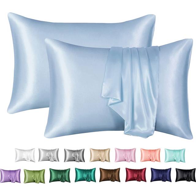 MR&HM Satin Pillowcase for Hair and Skin  Silk Satin Pillowcase 2 Pack  King Size Pillow Cases Set of 2  Silky Pillow Cover with Envelope Closure (20x