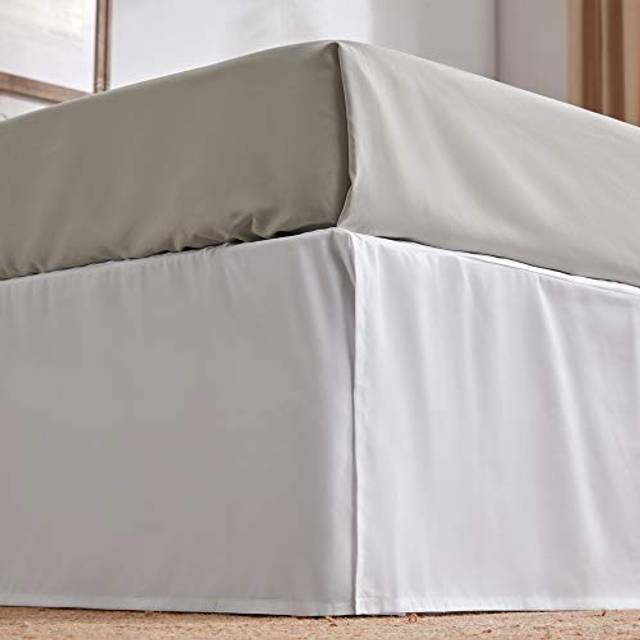 SLEEP ZONE Pleated Bed Skirts Full Size  15 inch Tailored Drop Easy Fit Bedskirt  Anti-Static  Fade Resistant (Full  White)