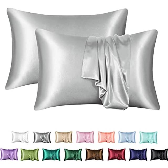 MR&HM Satin Pillowcase for Hair and Skin  Silk Satin Pillowcase 2 Pack  King Size Pillow Cases Set of 2  Silky Pillow Cover with Envelope Closure (20x