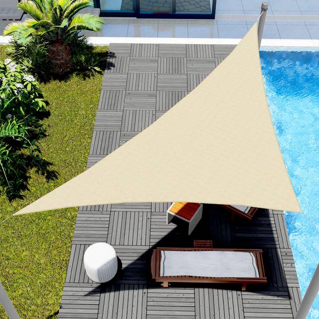 Windscreen4less Triangle Sun Shade Sail Canopy Fabric Cloth Screen UV Resistant for Patio Backyard Outdoor Beige