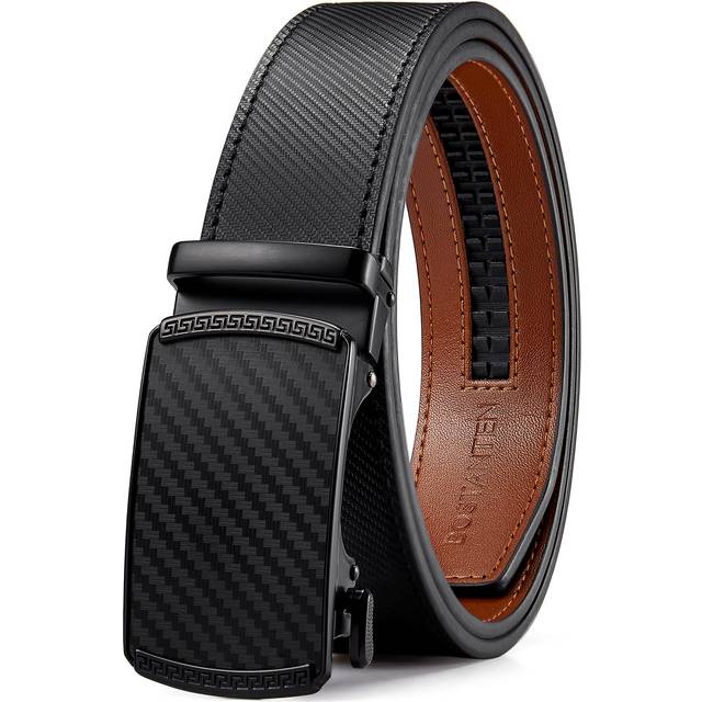BOSTANTEN Mens Belt Leather Ratchet Dress Belt with Sliding Adjustable