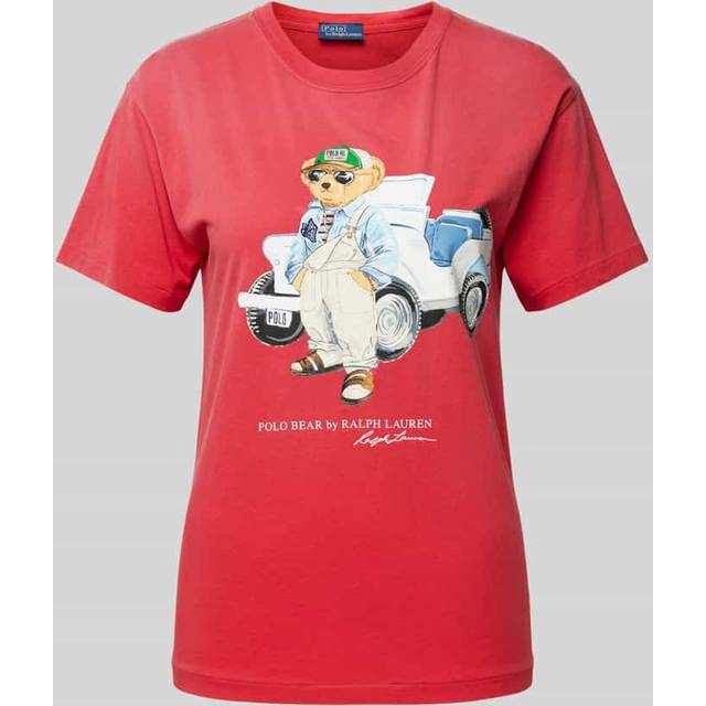 Ralph lauren polo bear t-shirt vintage red womens cotton tee short sleeve