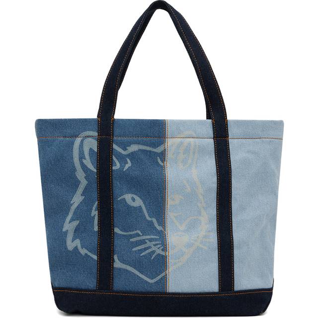 Maison KitsunÃ© - Fox Head Logo Denim Tote Bag One Size