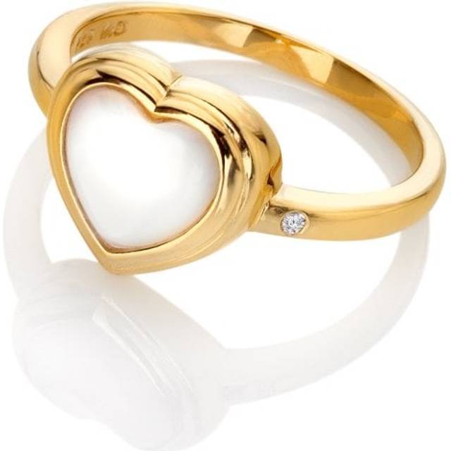 18ct Gold Plated Sterling Silver Heart Mother of Pearl Ring DR284 / Size M