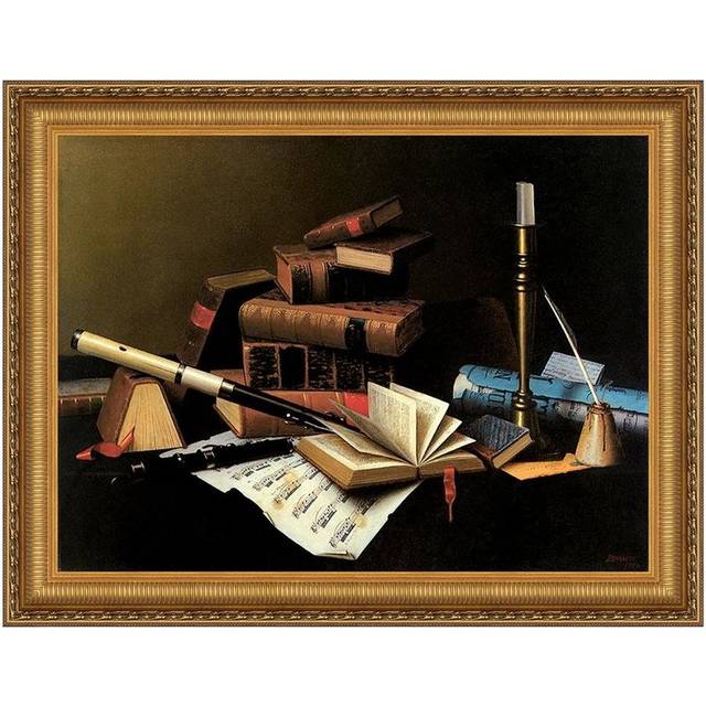 Music And Literature Framed Canvas Replica Painting: Small