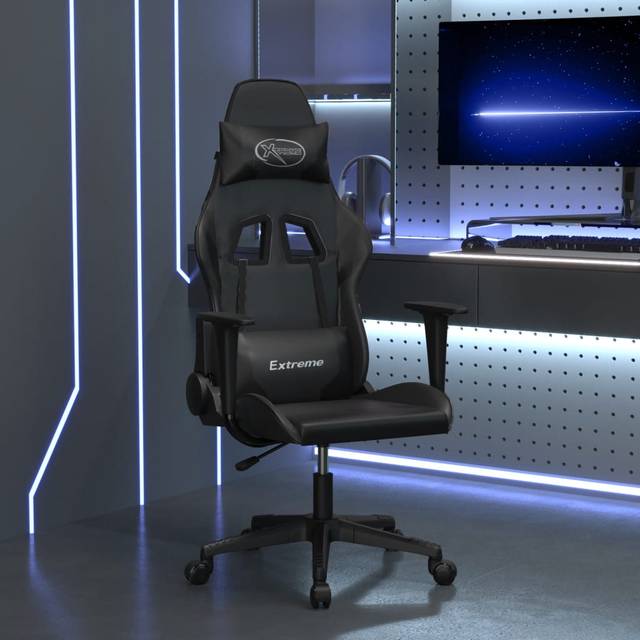 vidaXL Gamingstol med massage svart konstläder