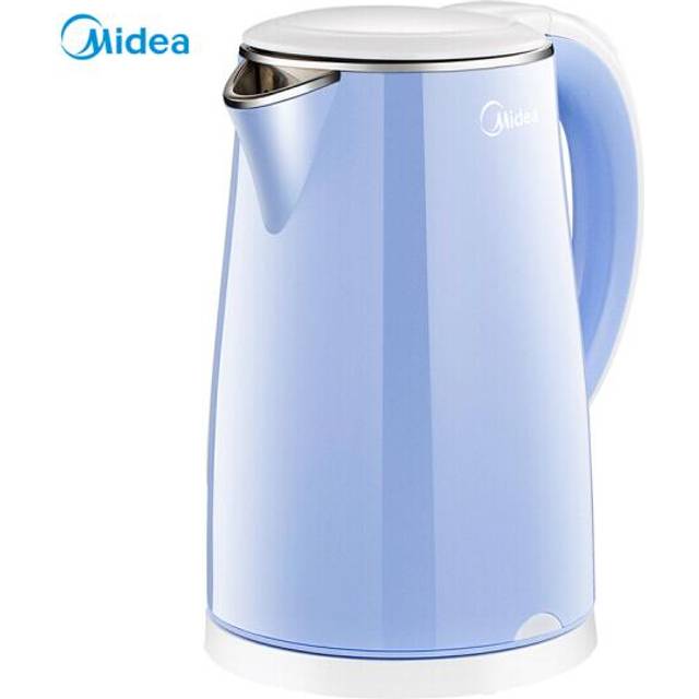 Midea vattenkokare vattenkokare dubbelskikt anti-skållning 304 rostfritt stål 1.7l kapacitet snabbuppvärmning kaffekanna