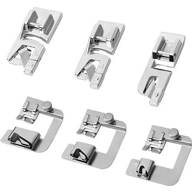 6 Pcs Rolled Hem Presser Foot Kit for Sewing Machine