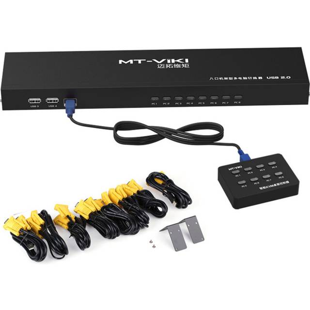 8 Port Smart KVM Switch Manual Key Press VGA USB Wired Remote Extension Switcher 1U Console with Original Cable 801UK-L
