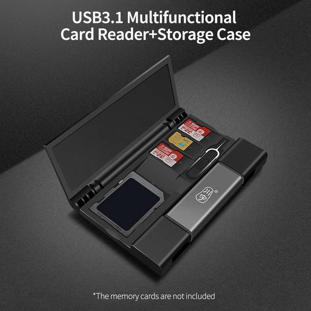 C350D USB3.1 Multifunctional Card Reader Type-C+USB+Micro USB Ports SD/TF Dual-slot for Phone grey