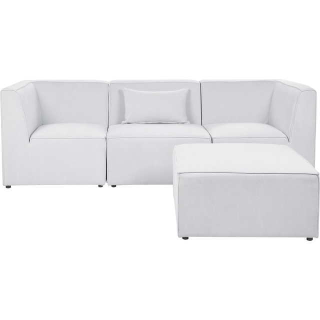 Beliani 3 Seater Modular Jumbo Cord Sofa With Ottoman Off White Lemvig, White