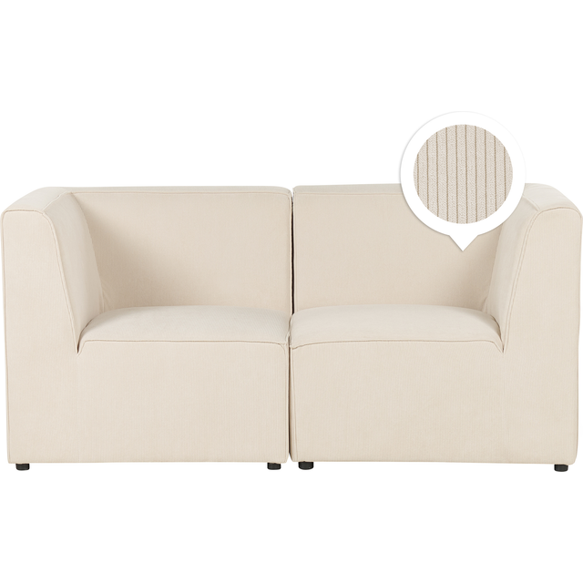 Beliani 2 Seater Modular Jumbo Cord Sofa Beige Lemvig, Brown