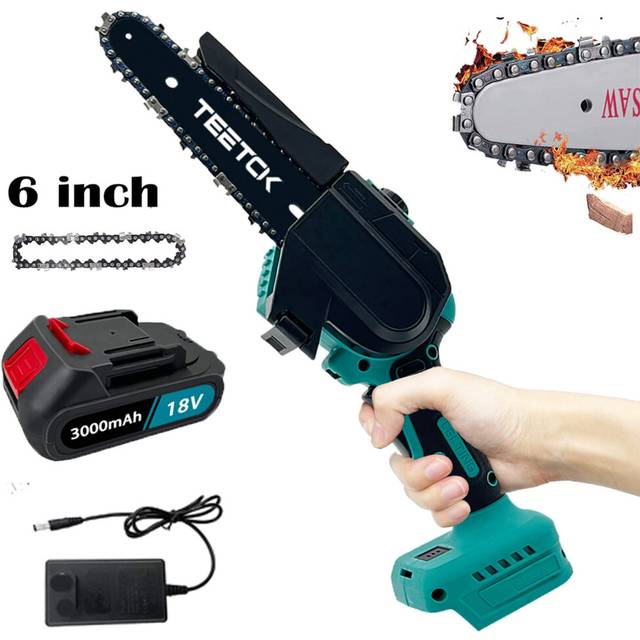 "6"" Mini Handheld Electric Chainsaw Cordless Chain Saw+Battery+Charger-Makita Compatible"