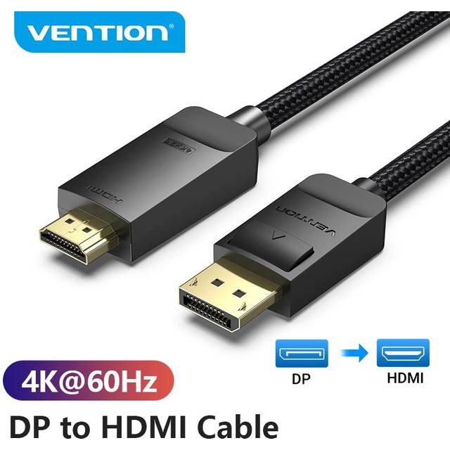 Vention DisplayPort till HDMI-kabel 4K DP till HDMI-kabel 1080P@60Hz Display Port HDMI för PC Laptop HDTV Projektor DP till HDMI-kabel 1m svart