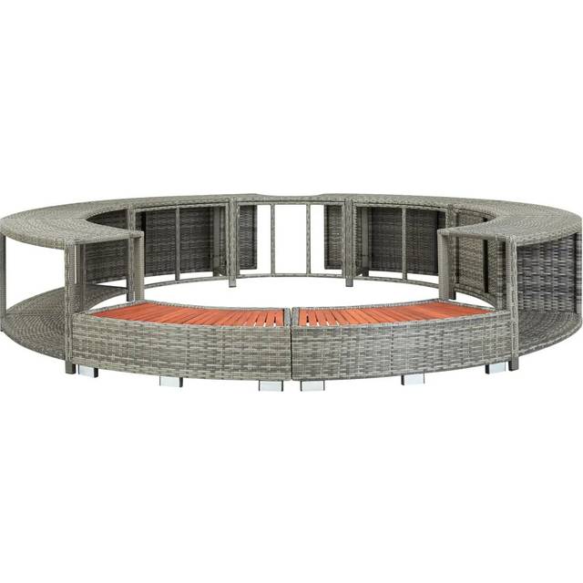 Hot Tub Surround Poly Rattan - Grey (55cm H X 283cm W X 283cm D)