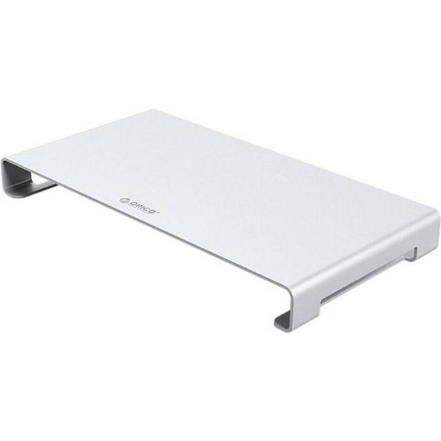 Laptop Stand Table Computer Display Monitor Riser TV with Keyboard Mouse Storage Slots Aluminum Alloy for Home Office Silver