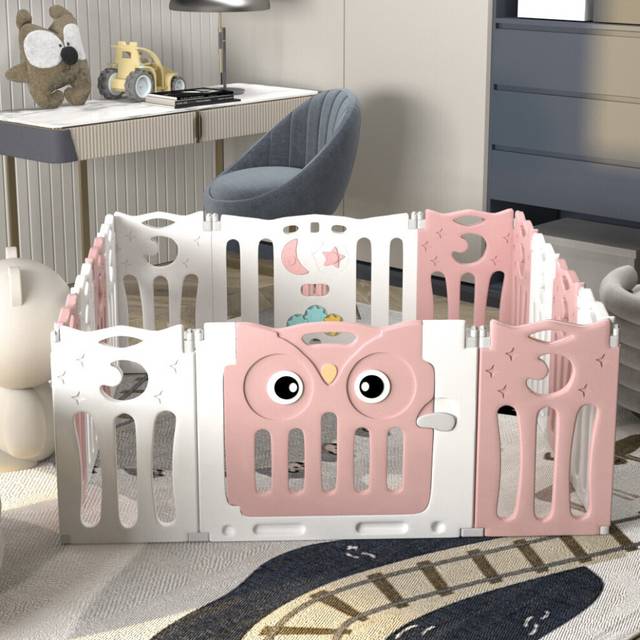(Pink, 143*143*63cm) Baby Toddler Playpen Safety Play Activity Fence Folding Infant Play Yard