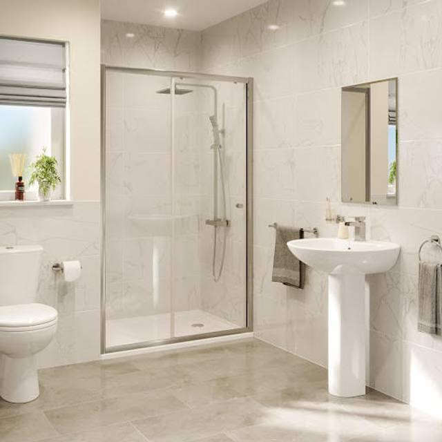 Hydrolux Sliding Shower Door 1200mm with 1200 x 900mm Non Slip Tray and Waste - 4mm