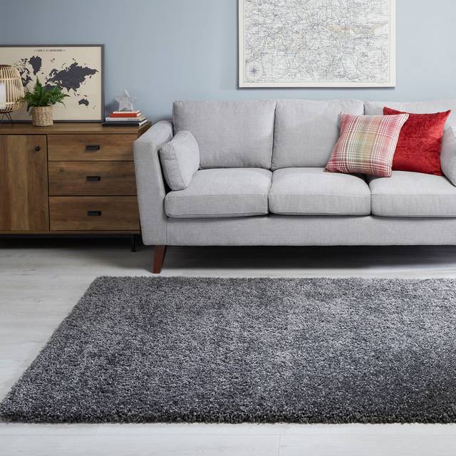 Slumber Shaggy Rug - Slumber Steel